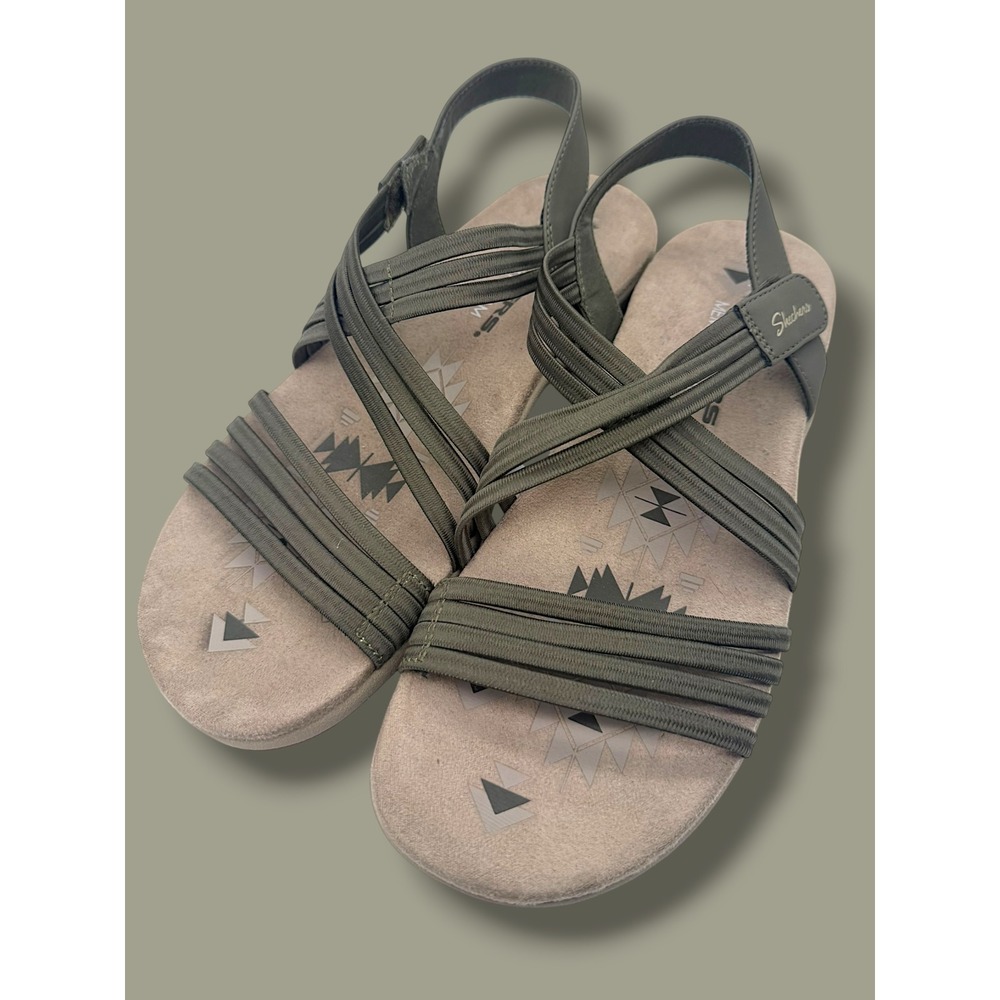Skechers Memory Foam Olive Green Strappy Comfort Sandals NWOT Size 10 - Picture 3 of 10